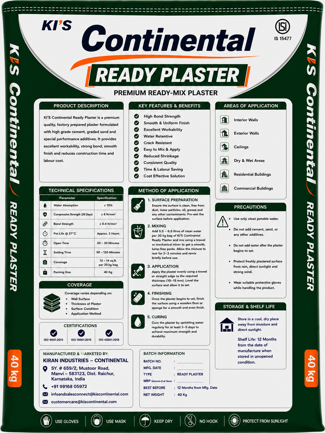 Continental Ready Plaster — Back